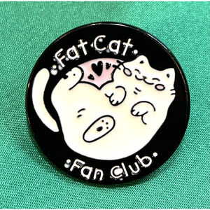 NWOT Black Enamel Fat Cat Fan Club Lapel Pin Brooch Kitten Pets Gift Collectible